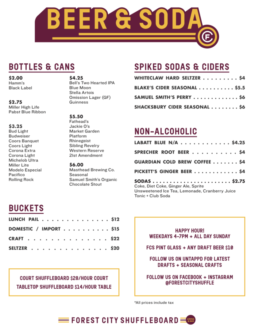 Forest City Shuffleboard Arena & Bar Ohio City Bar and Restaurant