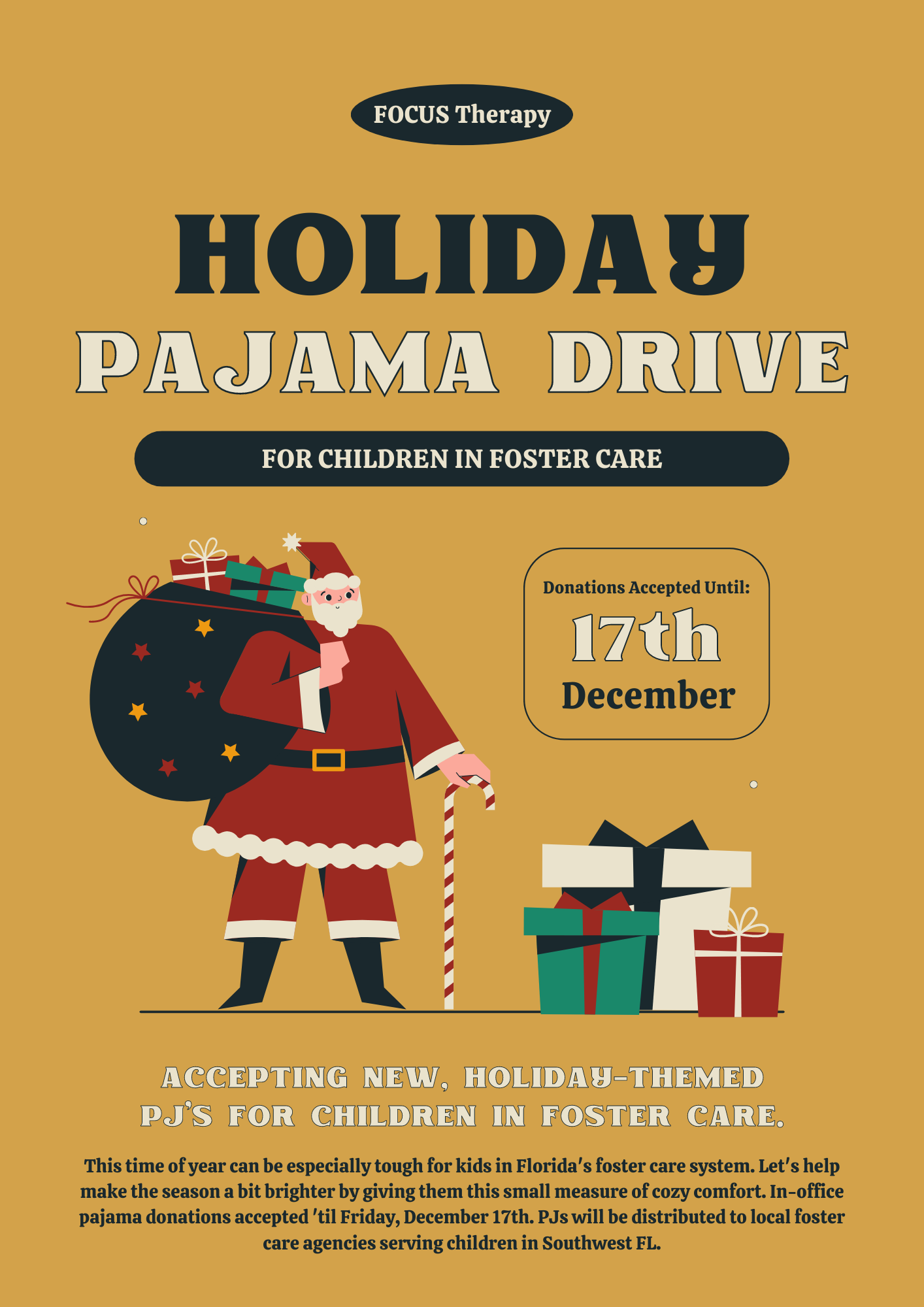 FOCUS Therapy holiday pajama drive