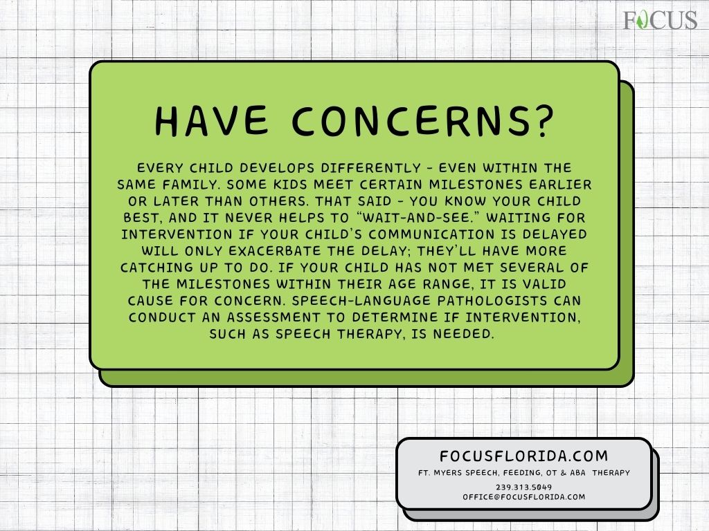 communication milestones for children; Fort Myers speech therapists can conduct assessments for parents who have concerns