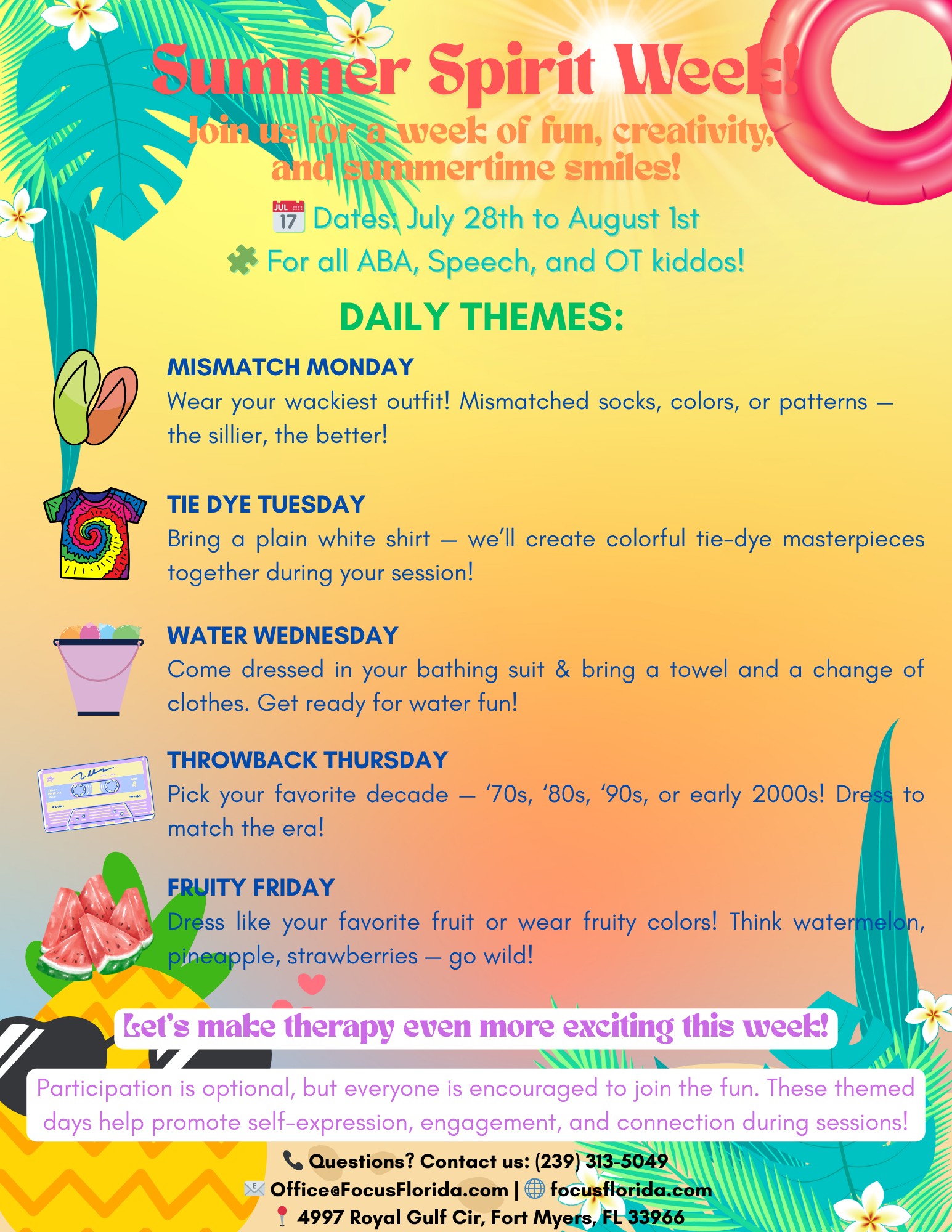 FOCUS Therapy summer spirit week