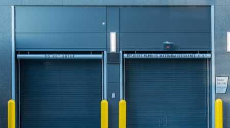 urban residential parking garage doors with rolling steel doors